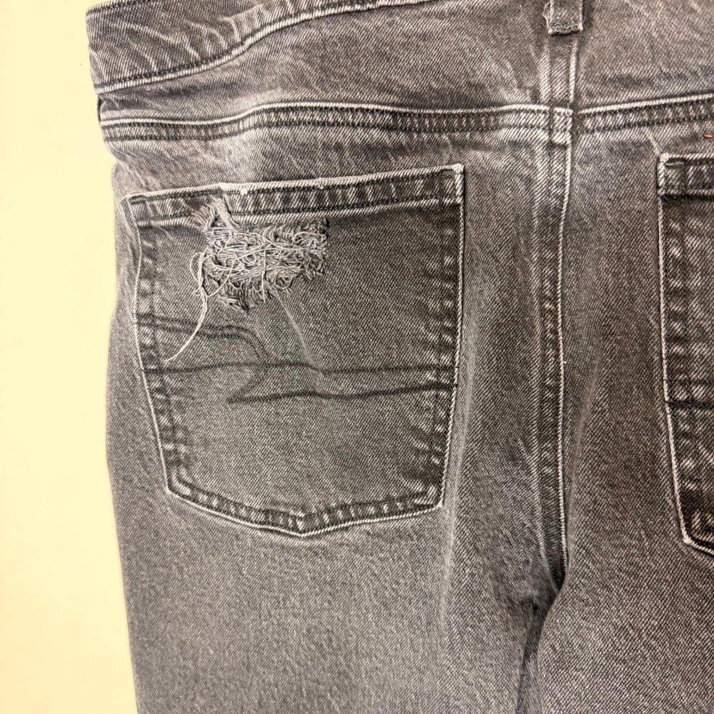 American Eagle Ankle Straight Jeans Womens 20 Short Black Distressed High Rise - Picture 5 of 10